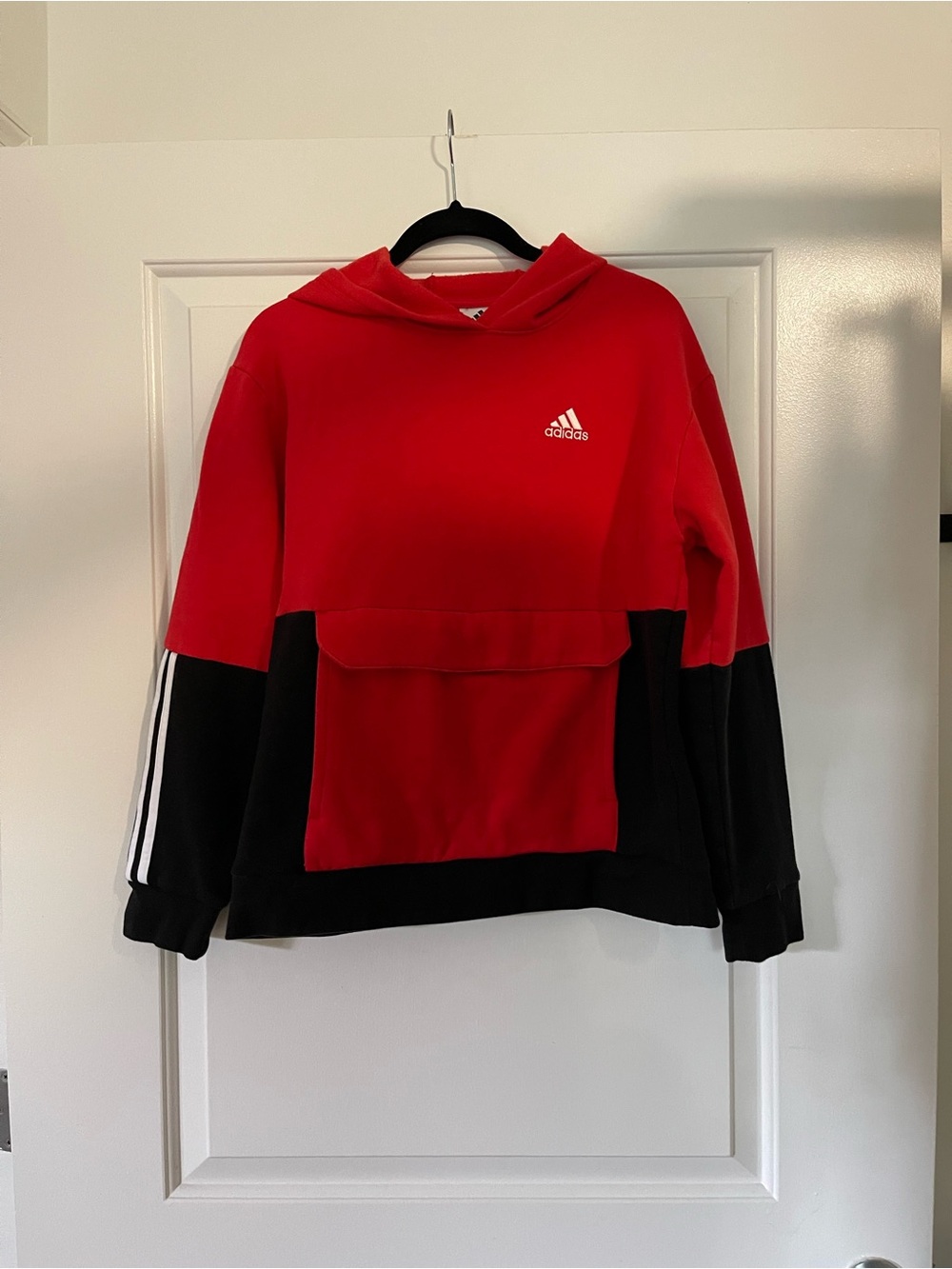 Adidas Kids Red & Black Hooded Sweatshirt - Size L